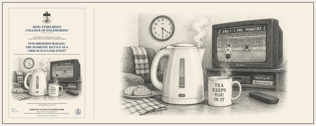Cover and illustration of the paper: Synchronised Boiling: The Domestic Kettle as a Grid-Scale Load Event
