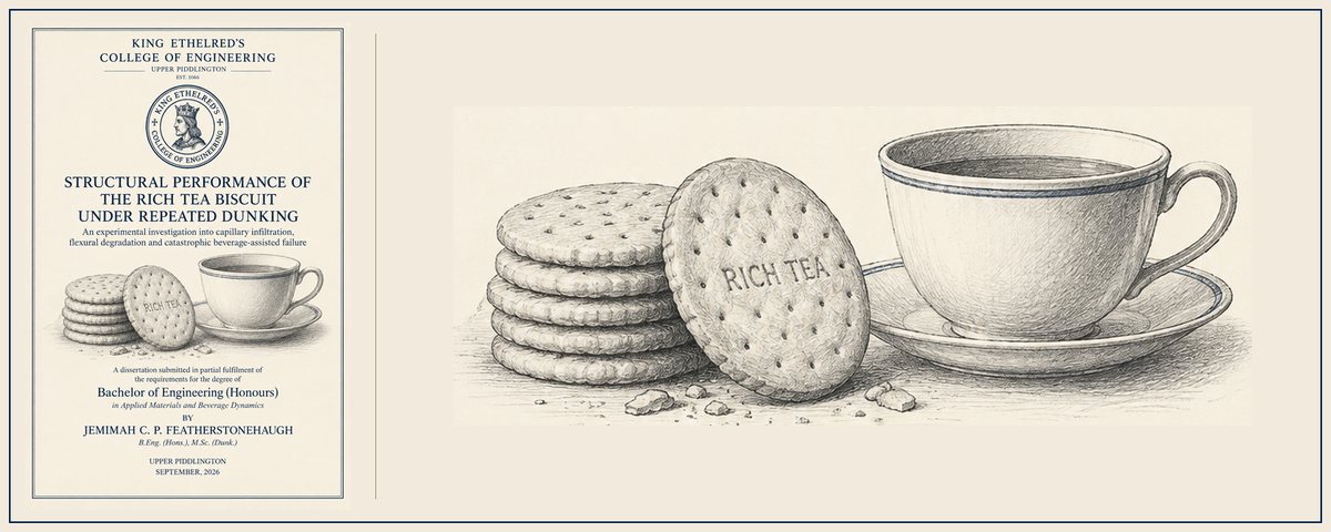 Cover and illustration of the paper: Structural Performance of the Rich Tea Biscuit under Repeated Dunking